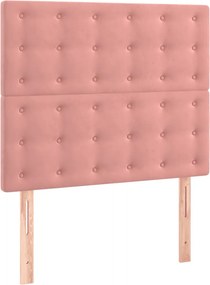 vidaXL Κρεβάτι Boxspring με Στρώμα Ροζ 90x200 εκ. Βελούδινο