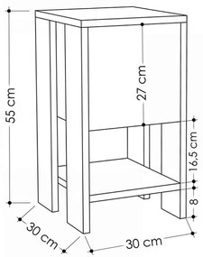Κομοδίνο μελαμίνης Sidon Megapap χρώμα ανθρακί 30x30x55εκ.