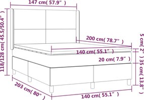 vidaXL Κρεβάτι Boxspring με Στρώμα Καπουτσίνο 140x200εκ.από Συνθ.Δέρμα