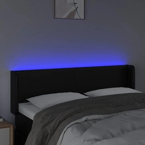 Κεφαλάρι Κρεβατιού LED Μαύρο 147x16x78/88 εκ. Συνθετ. Δέρμα - Μαύρο