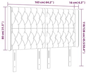 vidaXL Κεφαλάρι Κρεβατιού LED Μπλε 163x16x118/128 εκ. Υφασμάτινο