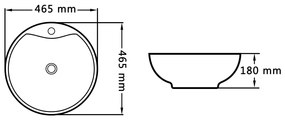 vidaXL Νιπτήρας με Οπή Υπερχείλισης Λευκός 46,5 x 18 εκ. Κεραμικός