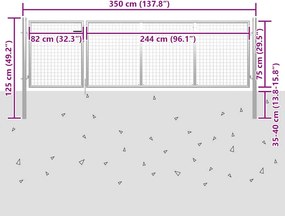 vidaXL Πόρτα Κήπου Ασημί 350x75 εκ. από Ατσάλι