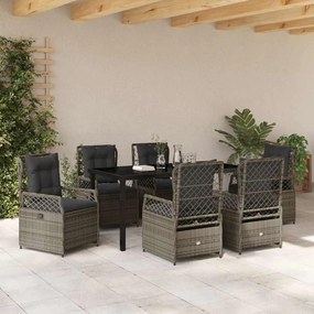 vidaXL Σέτ φαγητού για κήπο 7 pcs Γκρι συνθετικό ρατάν