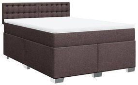 vidaXL Κρεβάτι Boxspring με Στρώμα Σκούρο Καφέ 140x200 εκ Υφασμάτινο