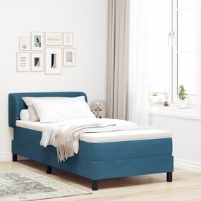 vidaXL Κρεβάτι με Στρώμα Dark Blue 90x190 cm Βαθύ Βελούδο