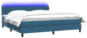 vidaXL Κρεβάτι Boxspring με Στρώμα Σκούρο Μπλε 180x210 εκ. Βελούδινο