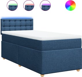 vidaXL Κρεβάτι Boxspring με Στρώμα Μπλε 100 x 200 εκ. Υφασμάτινο