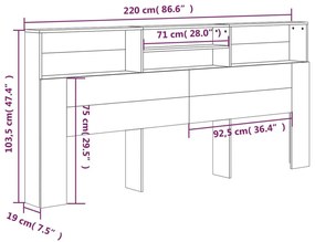 Κεφαλάρι Με Αποθηκευτικό Χώρο Γκρι Sonoma 220x19x103,5 εκ. - Γκρι