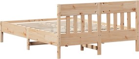 vidaXL Bed Frame Φυσικό 140 x 200 cm Solid Pine Wood, Plywood Slats