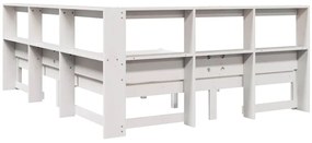 Κρεβάτι Βιβλιοθήκη Χωρίς Στρώμα 140x190 εκ Μασίφ Ξύλο Πεύκου - Λευκό