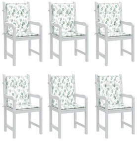 Μαξιλάρια Καρέκλας με Πλάτη 6 τεμ. Σχέδιο με Φύλλα Υφασμάτινα - Πράσινο