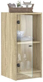 vidaXL Βοηθητικό Ντουλάπι Sonoma Δρυς 35x37x75,5εκ. με Γυάλινες Πόρτες
