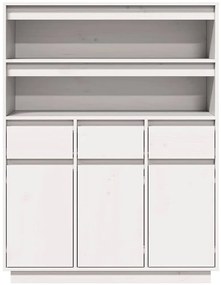 vidaXL Ντουλάπι Ψηλό Λευκό 89x34x116,5 εκ. από Μασίφ Ξύλο Πεύκου