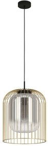 Φωτιστικό Οροφής Caminat 39695 Φ35x150cm 1xE27 40W Black-Gold Eglo Steel,Glass