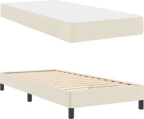 vidaXL Σκελετός Κρεβατιού με στρώμα Κρεμ 100 x 200 cm ύφασμα