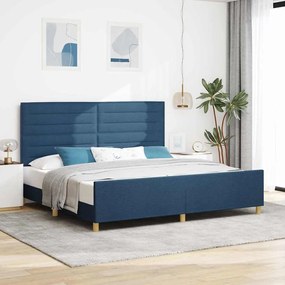 vidaXL Σκελετός Κρεβατιού με κεφαλάρι Μπλε 200 x 200 cm ύφασμα
