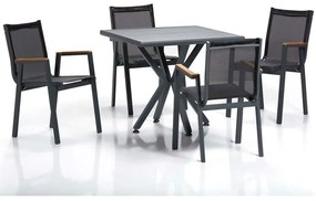 Τραπεζαρία Κήπου Samara (Σετ 5Τμχ) 561CLR1302 94x94x78cm Grey-Black Four Seater