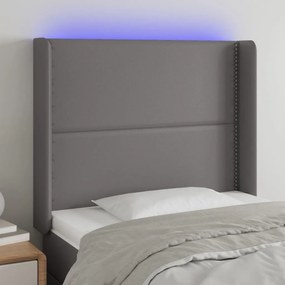 Κεφαλάρι Κρεβατιού LED Γκρι 83x16x118/128 εκ. Συνθετ. Δέρμα 3123984