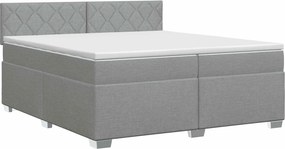 vidaXL Κρεβάτι box spring με στρώμα Ανοιχτό γκρι 200 x 200 cm Ύφασμα