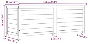 Κουτί Μαξιλαριών Εξ. Χώρου Καφέ 150x50x56 εκ. Μασίφ Ξύλο Ελάτης - Καφέ