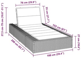 Ξαπλώστρα με αιωρούμενο μαξιλάρι Μαύρο Poly Rattan - Μαύρο