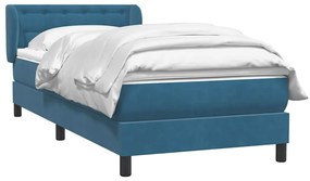 vidaXL Κρεβάτι Boxspring με Στρώμα Σκούρο Μπλε 100x210 εκ. Βελούδινο