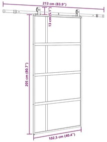 Σετ συρόμενης πόρτας με υλικό μαύρο 102,5x205 cm - Μαύρο