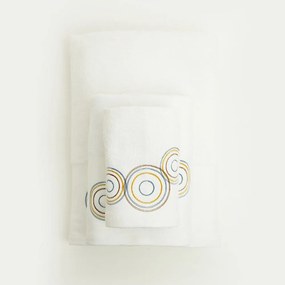Borea Πετσέτες Σετ 3ΤΜΧ Κύκλοι 70 x 140 / 50 x 90 / 30 x 50 cm Λευκό