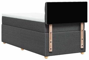 vidaXL Κρεβάτι Boxspring με Στρώμα Σκούρο Γκρι 90x190 εκ. Υφασμάτινο