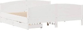 vidaXL Σκελετός Κρεβ. Χωρίς Στρώμα Λευκό 160x200 εκ Μασίφ Πεύκο