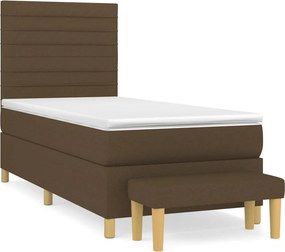 vidaXL Κρεβάτι Boxspring με Στρώμα Σκούρο Καφέ 100x200 εκ. Υφασμάτινο