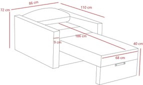 Πολυθρόνα-Κρεβάτι Καφέ SAROS 110x86x72