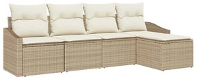 vidaXL Σετ Καναπέ με μαξιλάρι 5 pcs Μπεζ συνθετικό ρατάν