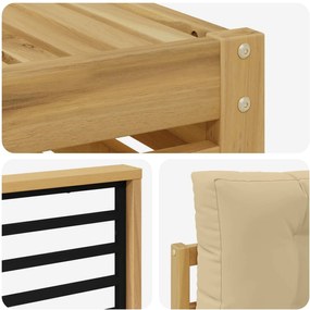 vidaXL Σειρά Καναπέ Εξωτερικού 6 pcs Λευκό και Μπεζ Πολυεστέρας