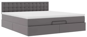 Οθωμανικό κρεβάτι με στρώμα Γκρι 180x200cm Faux Leather 3311321