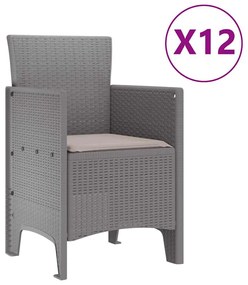 vidaXL Σέτ φαγητού για κήπο με μαξιλάρι 13 pcs Ανοιχτό γκρι Πολυ ράταν