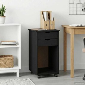 vidaXL Κινητό Ντουλάπι 34 x 39 x 65,5 cm Στερεό πεύκο Μαύρο