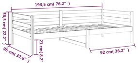 Καναπές Κρεβάτι Μαύρος 90 x 190 εκ. από Μασίφ Ξύλο Πεύκου - Μαύρο