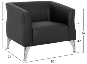 Πολυθρόνα KIANA C3122.11 με PU Μαύρο 80x75x71 εκ. 80x75x71 εκ.