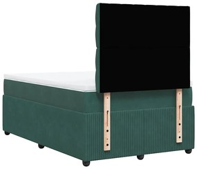 vidaXL Κρεβάτι Boxspring με Στρώμα Σκούρο Πράσινο 120x190εκ. Βελούδινο