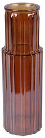 Βάζο - Μπουκάλι 013.795973 8x24cm Γυάλινο Brown Glass