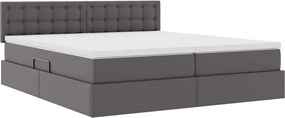 vidaXL Κρεβάτι Αποθήκης με στρώμα Γκρι 200 x 200 cm Τεχνητό Δέρμα