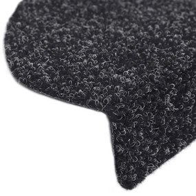 vidaXL Πατάκια Σκαλιών Αυτοκόλλητα 15 τεμ. Μαύρα Ημίκυκλα 56x17x3 εκ.