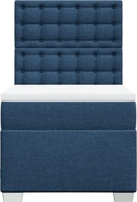 vidaXL Κρεβάτι Boxspring με Στρώμα Μπλε 90x200 εκ.Υφασμάτινο