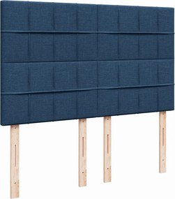 vidaXL Κρεβάτι Boxspring με Στρώμα Μπλε 160x200 εκ. Υφασμάτινο
