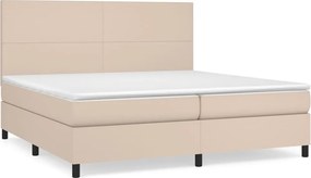 vidaXL Κρεβάτι Boxspring με Στρώμα Καπουτσίνο 200x200εκ.από Συνθ.Δέρμα
