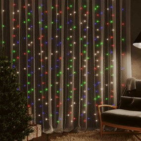 vidaXL Κουρτίνα LED Φωτάκια 300 LED Πολύχρωμα 3 x 3 μ. 8 Λειτουργίες