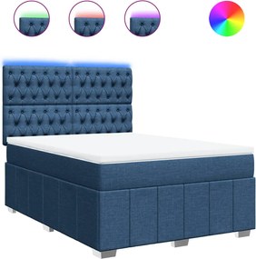 vidaXL Κρεβάτι Boxspring με Στρώμα Μπλε 140x200 εκ. Υφασμάτινο