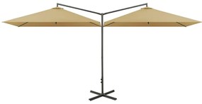 vidaXL Ομπρέλα Κήπου Διπλή Taupe 600 x 300 εκ. με Ατσάλινο Ιστό